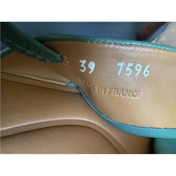 Robert Clergerie Freedom Platform Women’s Sz 8.5 Green Leather/Wood Sandals - Picture 5 of 6